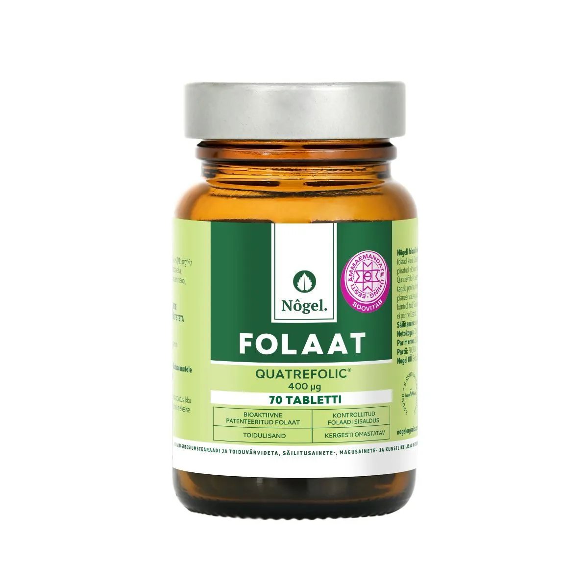 NÕGEL FOLAAT QUATREFOLIC TBL 400MCG N70 - Product Image