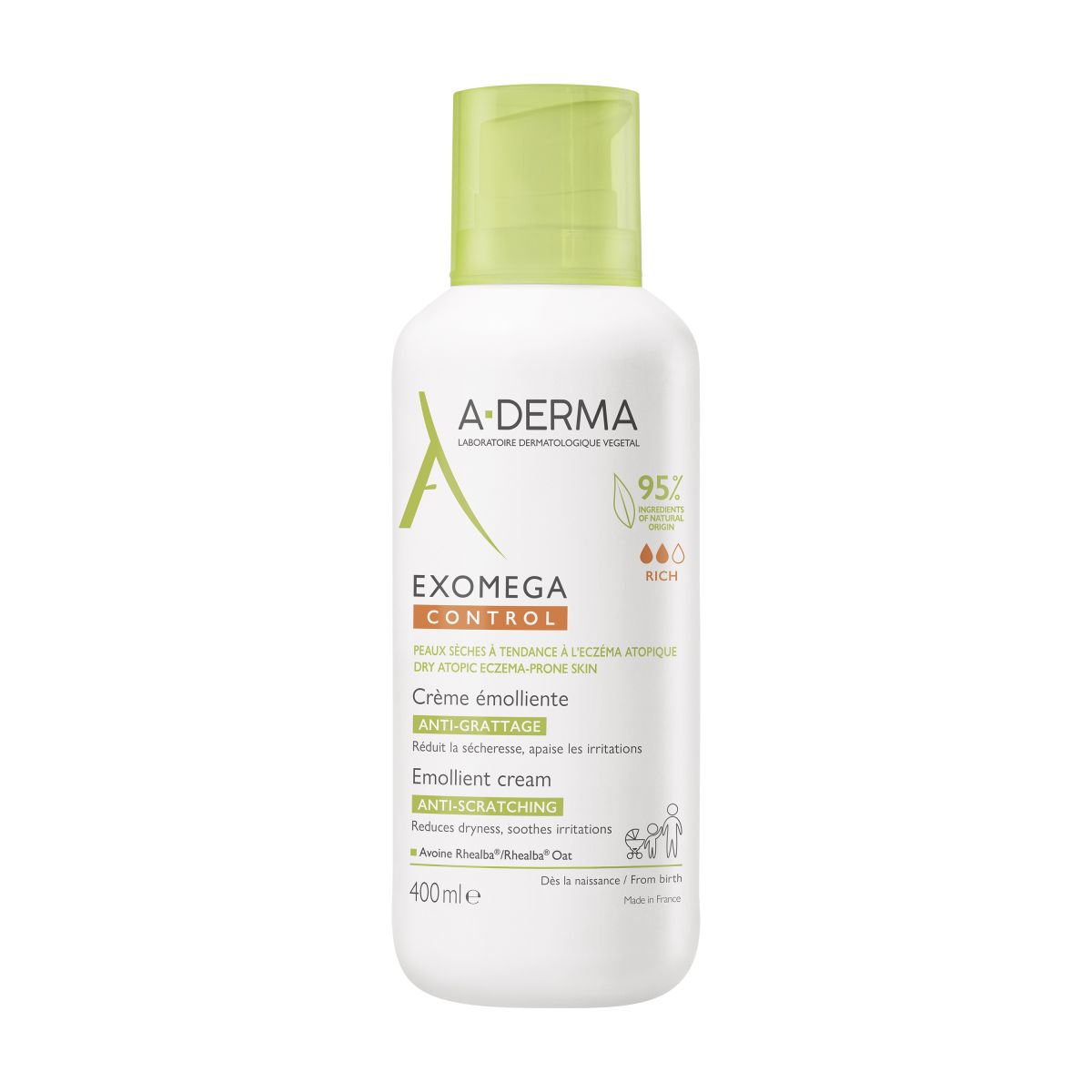 A-DERMA EXOMEGA CONTROL KREEM ATOOPILISELE NAHALE 400ML - Product Image