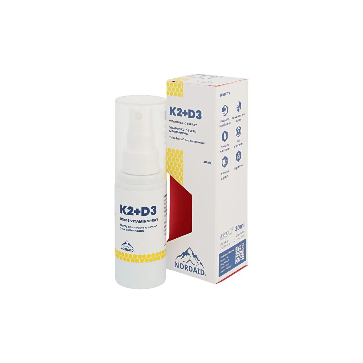 NORDAID K2+D3 VITAMIIN SUUKAUDNE SPREI 4000IU+100MCG 30ML - Product Image