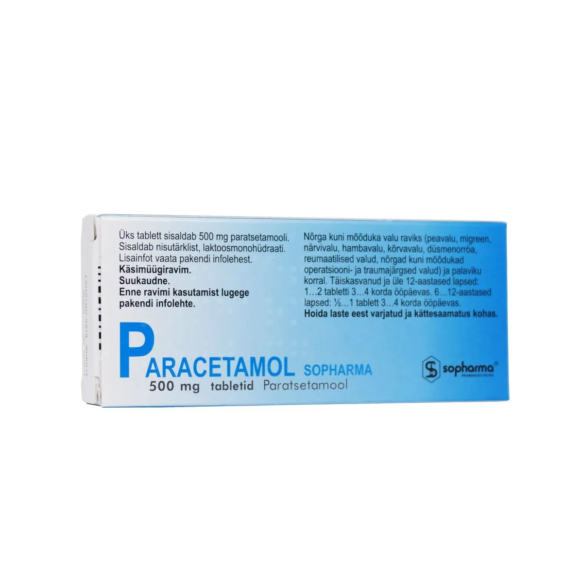 PARACETAMOL SOPHARMA TBL 500MG N20 - Product Image