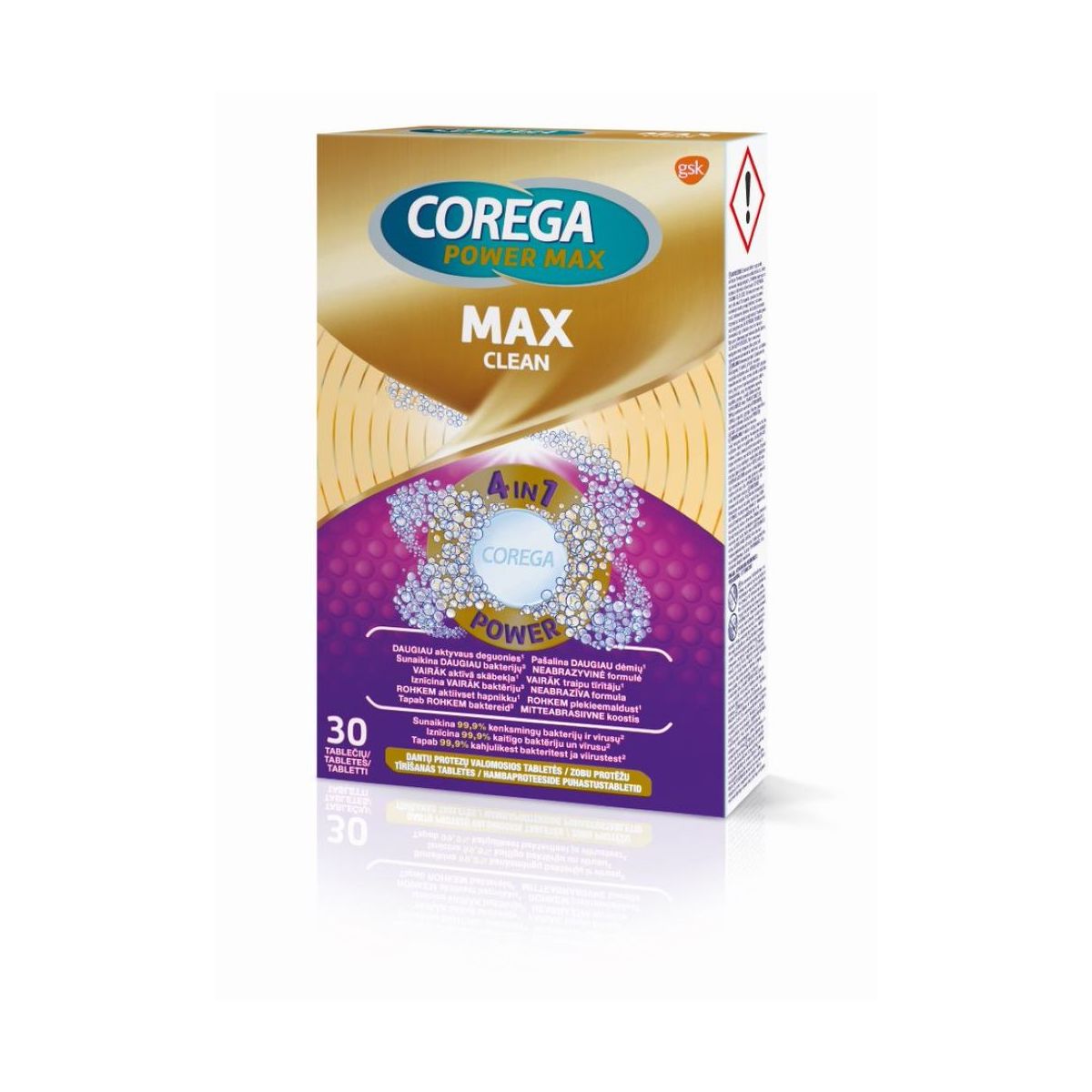 COREGA MAX CLEAN PUHASTUSTABLETID PROTEESIDELE N30 - Product Image