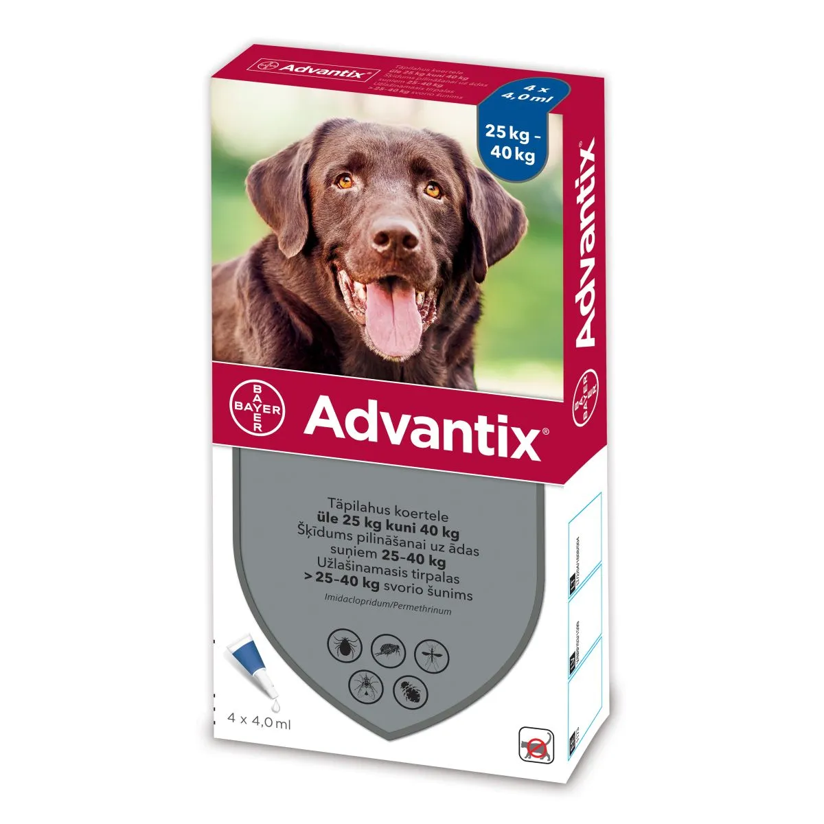 ADVANTIX TÄPILAHUS 500MG+100MG/ML 4,0ML N4 (>25-40KG) - Product Image