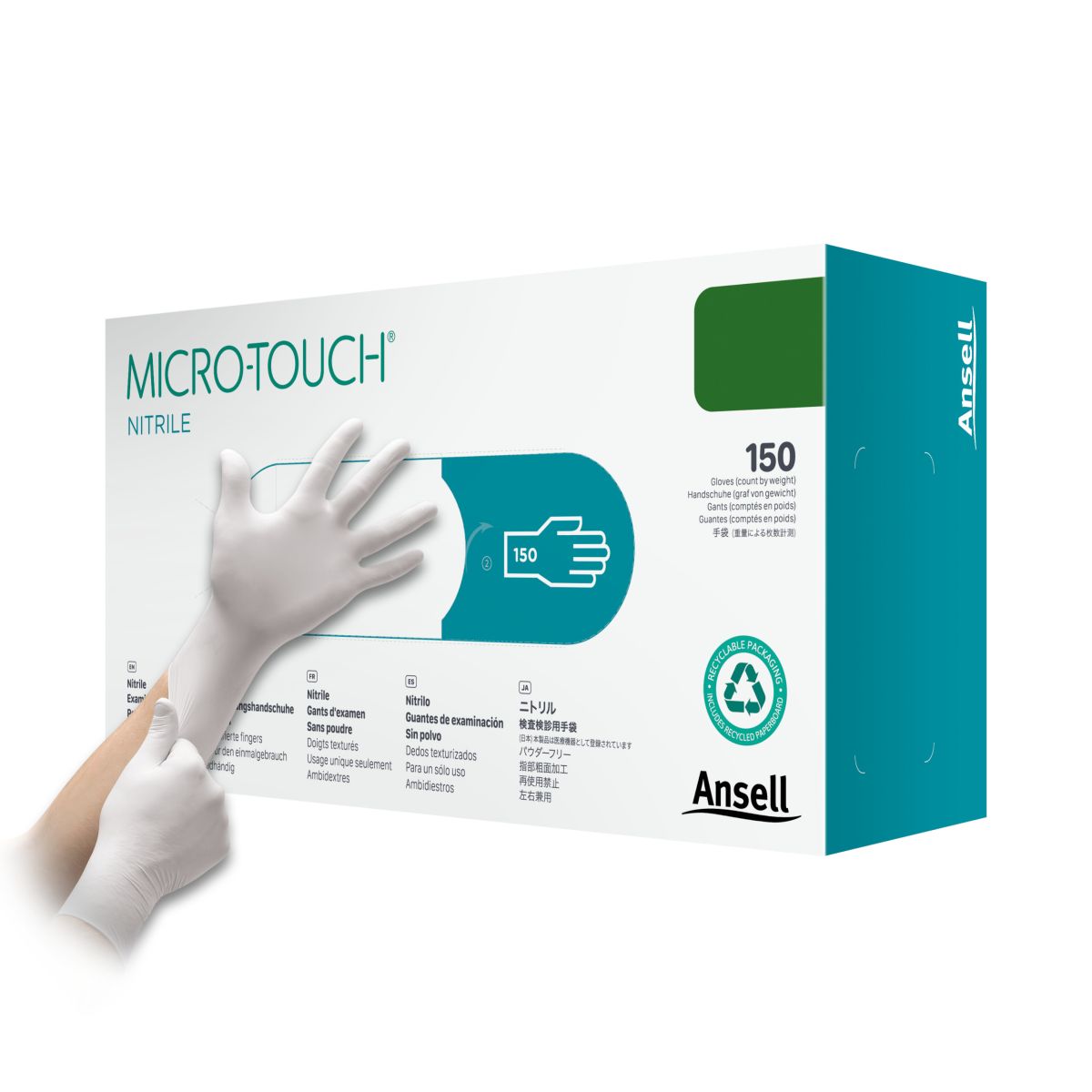 KINDAD MICRO-TOUCH NITRILE WHITE PF PROTS L N150 - Product Image