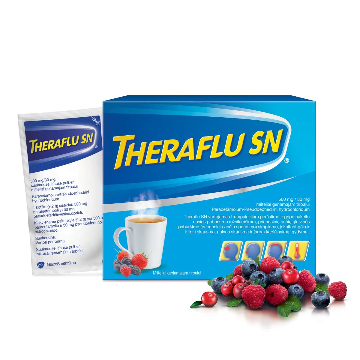 THERAFLU SN 500MG+30MG N10 SUUKAUDSE LAHUSE PULBER - Product Image