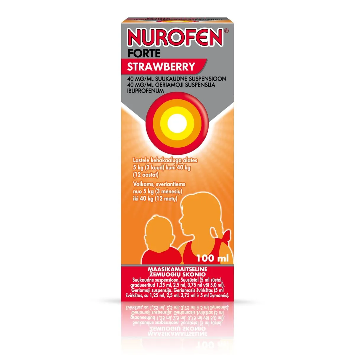 NUROFEN FORTE STRAWBERRY SUUKAUDNE SUSP 40MG/ML 100ML - Product Image