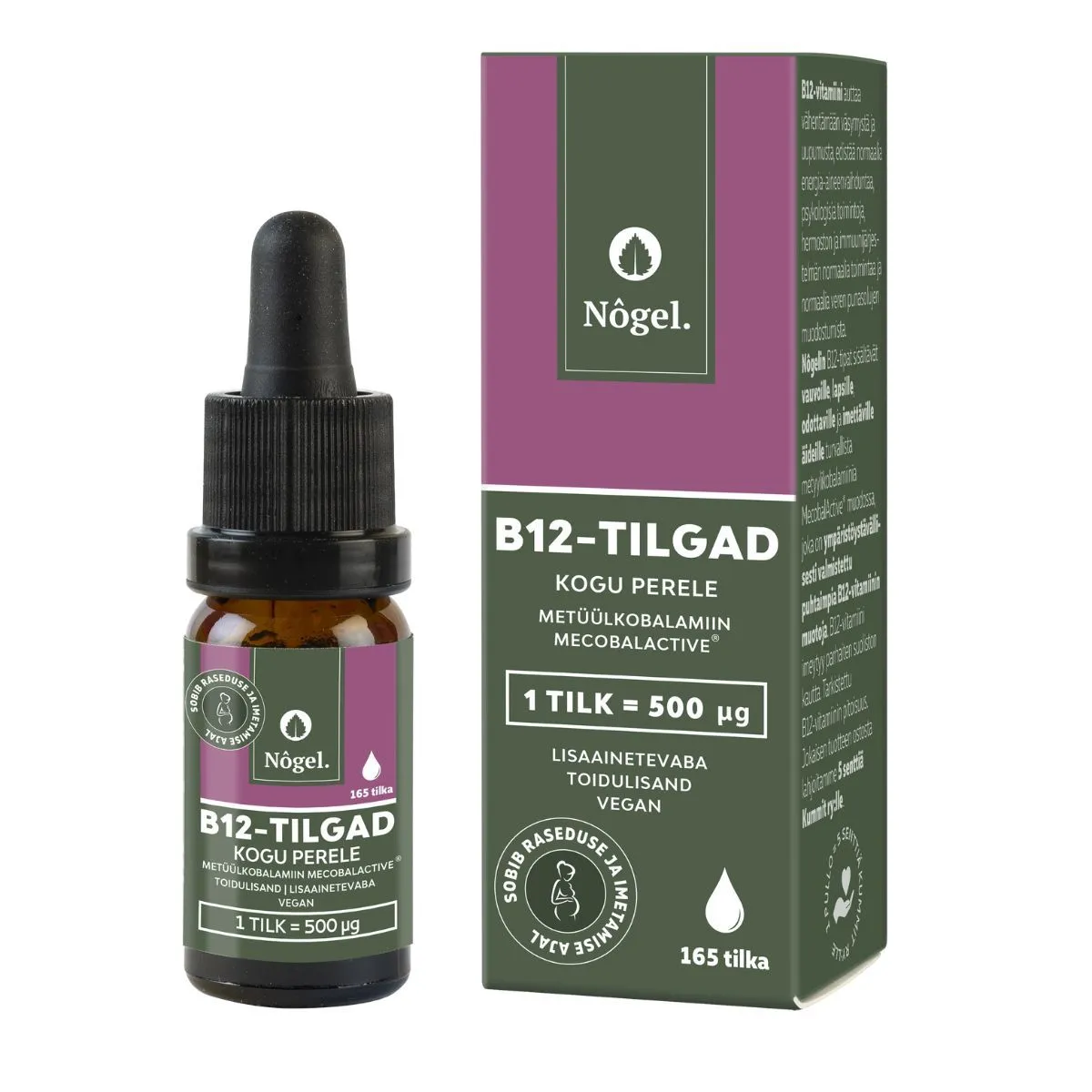 NÕGEL B12 VITAMIINI TILGAD KOGU PERELE 500MCG/TILGAS 10ML