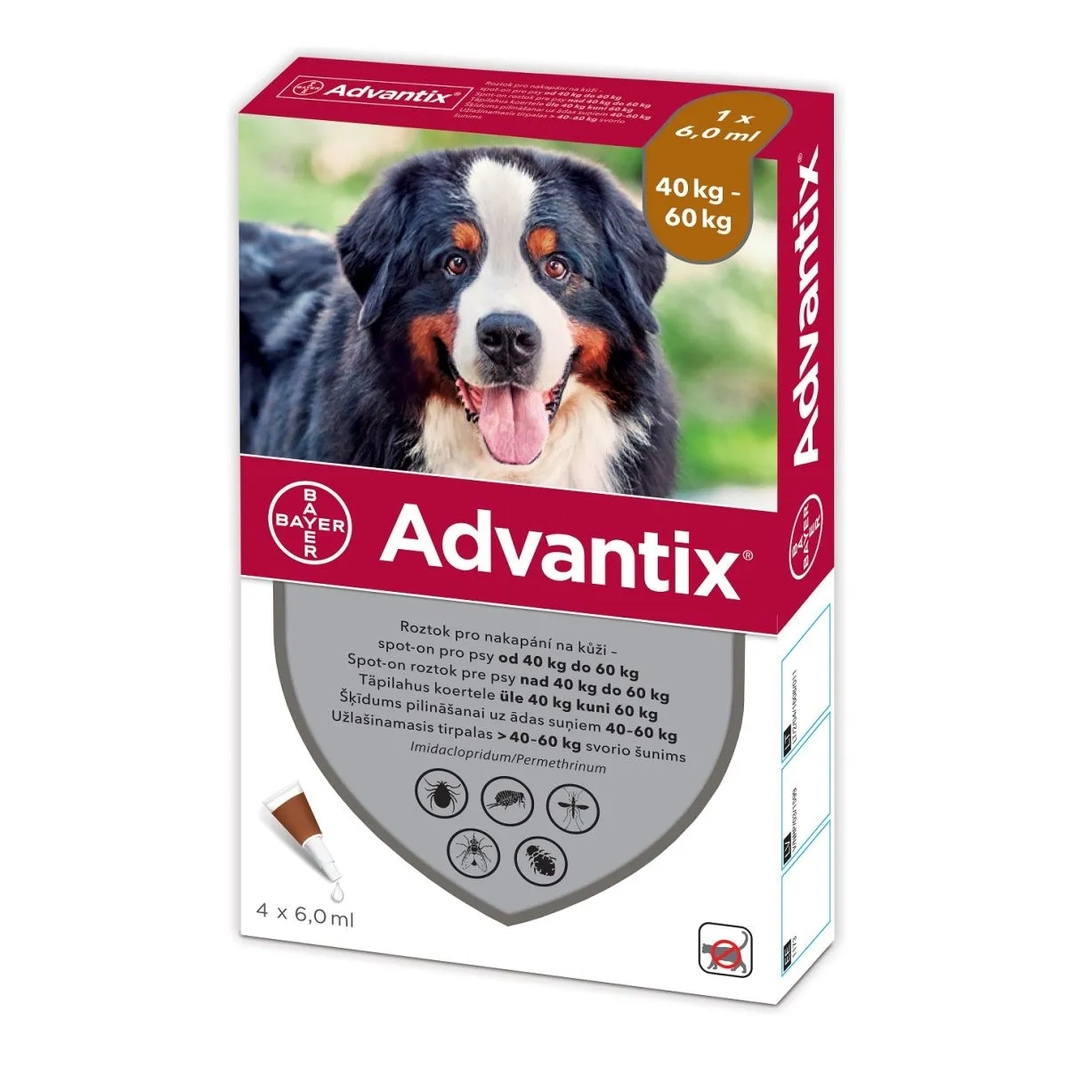 ADVANTIX TÄPILAHUS 500MG+100MG/ML 6,0ML N4 (>40-60KG) - Product Image