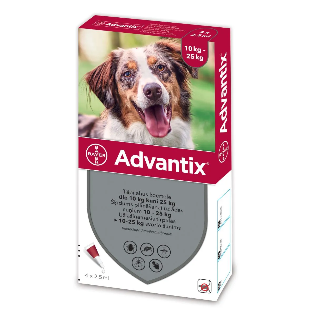 ADVANTIX TÄPILAHUS 500MG+100MG/ML 2,5ML N4 (>10-25KG) - Product Image