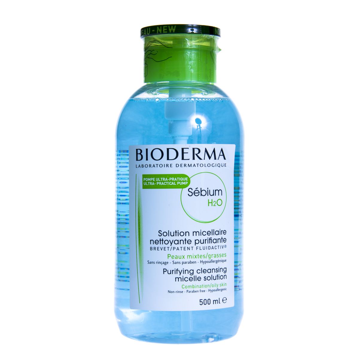 BIODERMA SEBIUM H2O NÄOPUHASTUSVESI SEGANAHALE 500ML - Product Image