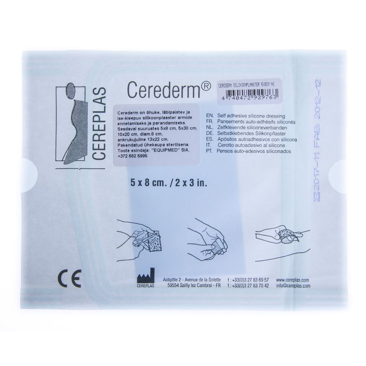 CEREDERM SILIKOONPLAASTER 5X8CM N1 - Product Image