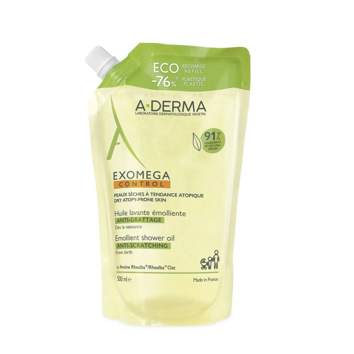 A-DERMA EXOMEGA CONTROL DUSHIÕLI TÄITEPAKEND 500ML - Product Image