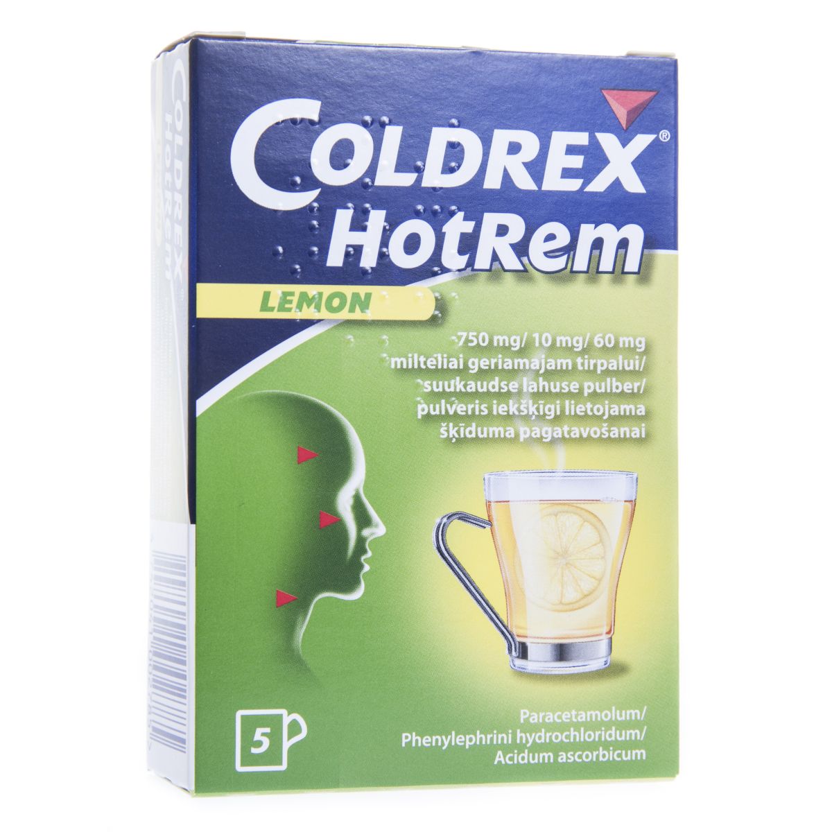 COLDREX HOTREM LEMON 750+10+60MG N5 SUUKAUDSE LAH PLV - Product Image