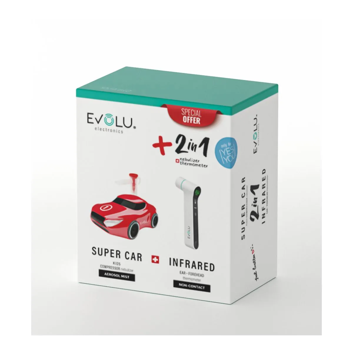 INHALAATOR EVOLU SUPER CAR + KONTAKTIVABA TERMOMEETER - Product Image