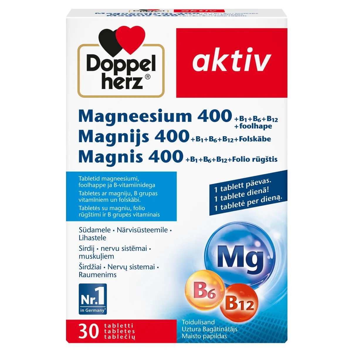 DOPPELHERZ AKTIV MAGNEESIUM TBL N30 - Product Image