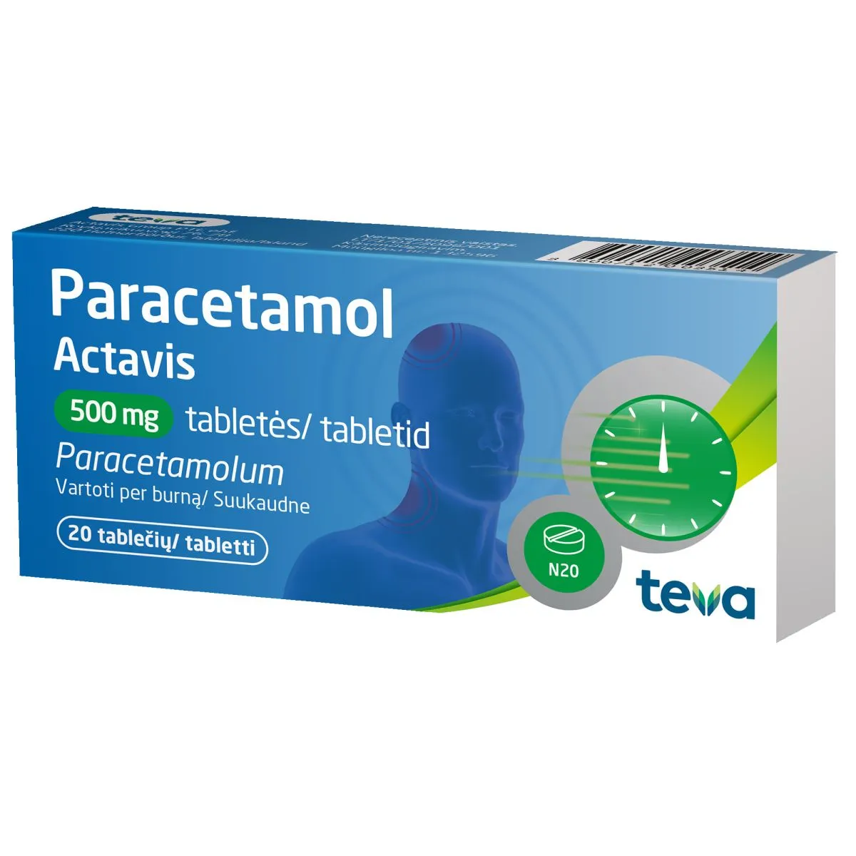 PARACETAMOL ACTAVIS TBL 500MG N20