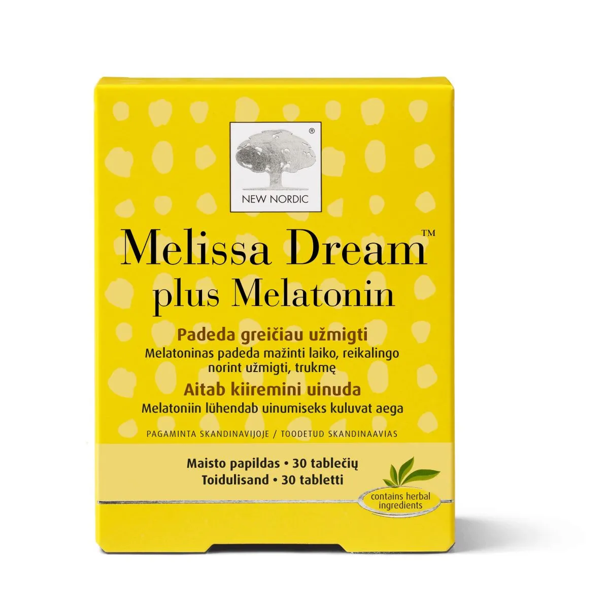 NEW NORDIC MELISSA DREAM PLUS MELATONIN TBL N30 - Product Image