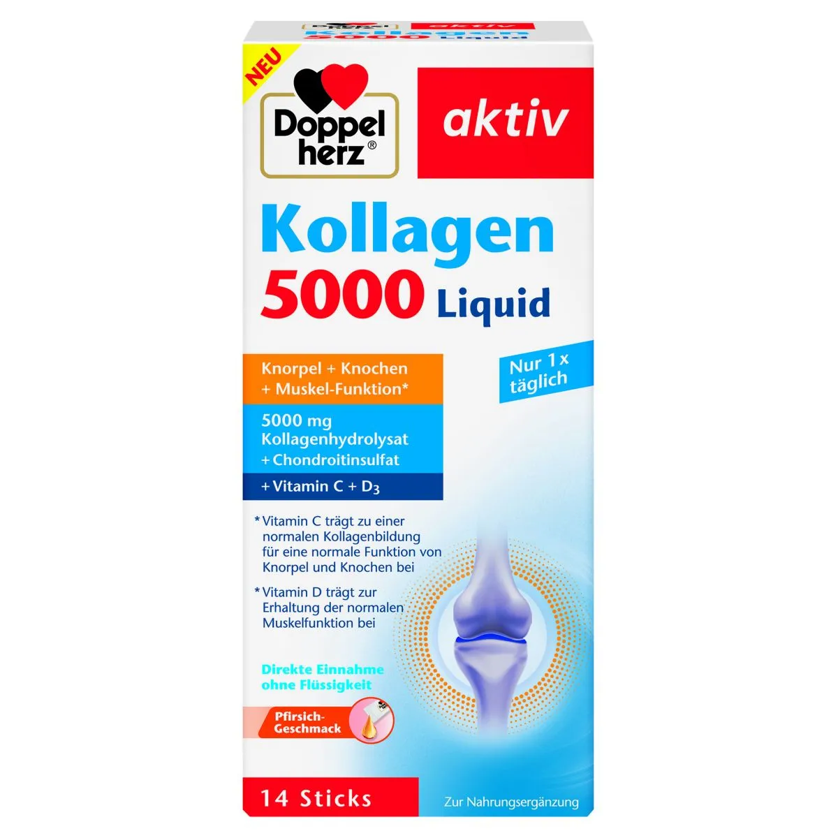 DOPPELHERZ AKTIV KOLLAGEN 5000 10ML N14 KÕHREDELE, LUUDELE, LIHASTELE - Product Image