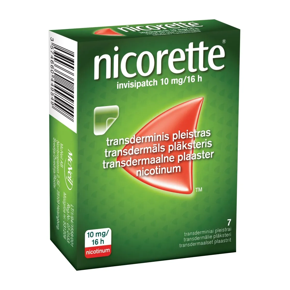 NICORETTE INVISIPATCH TDP 10MG/16H N7 - Product Image