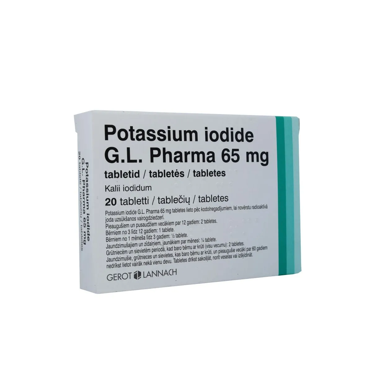 POTASSIUM IODIDE G.L. PHARMA TBL 65MG N20 - Product Image