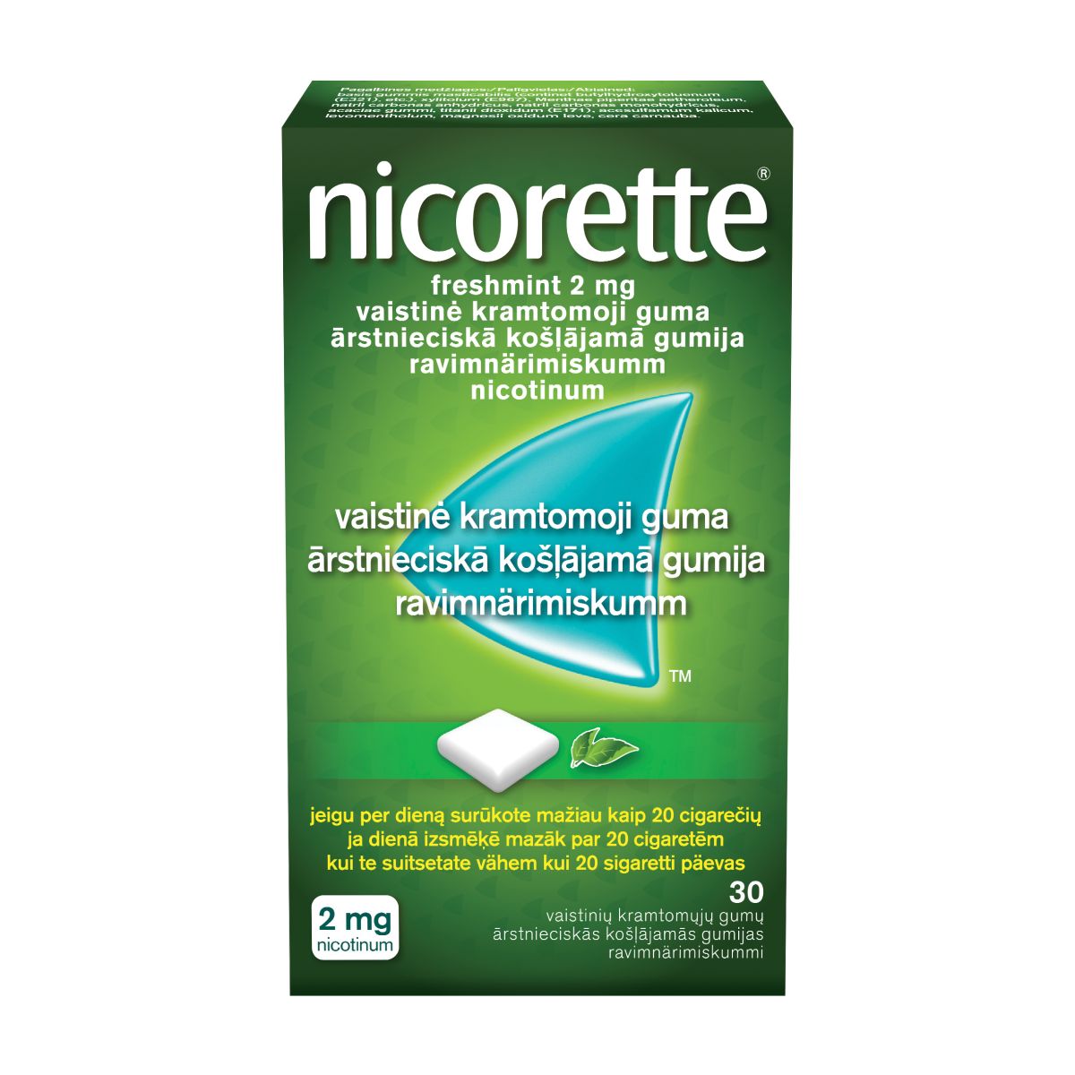 NICORETTE FRESHMINT NÄRIMISKUMM 2MG N30 - Product Image