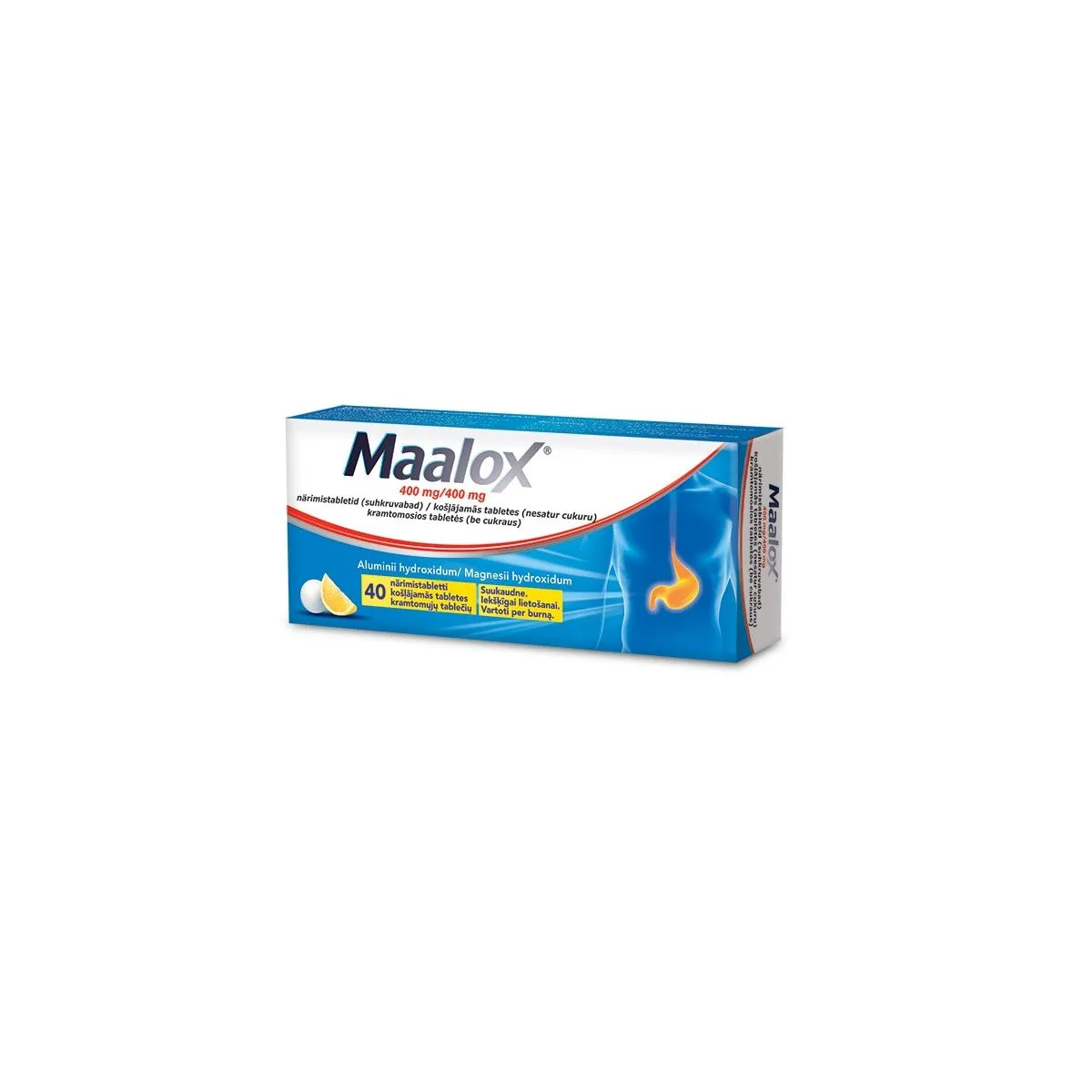 MAALOX NÄRIMISTBL 400MG+400MG N40 SUHKRUVABA - Product Image