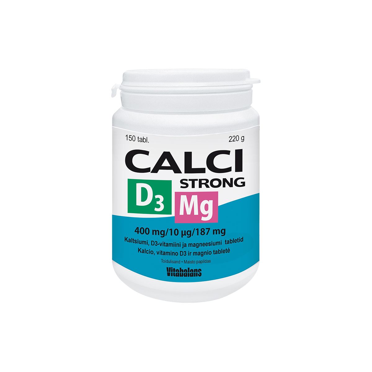 CALCISTRONG + MAGNEESIUM + VITAMIIN D3 TBL N150 - Product Image