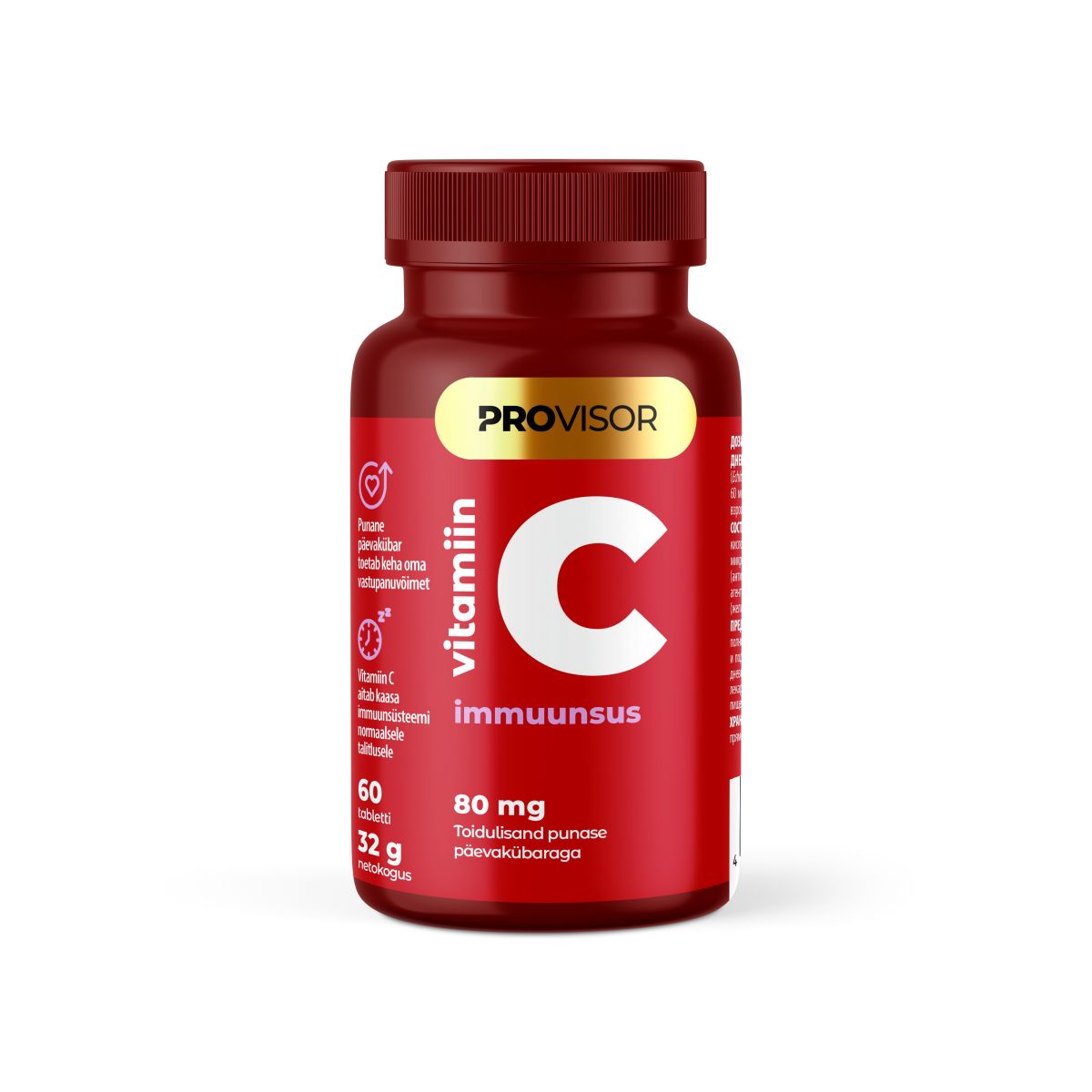 PROVISOR VITAMIIN C JA PUNASE PÄEVAKÜBARAGA TBL N60 - Product Image