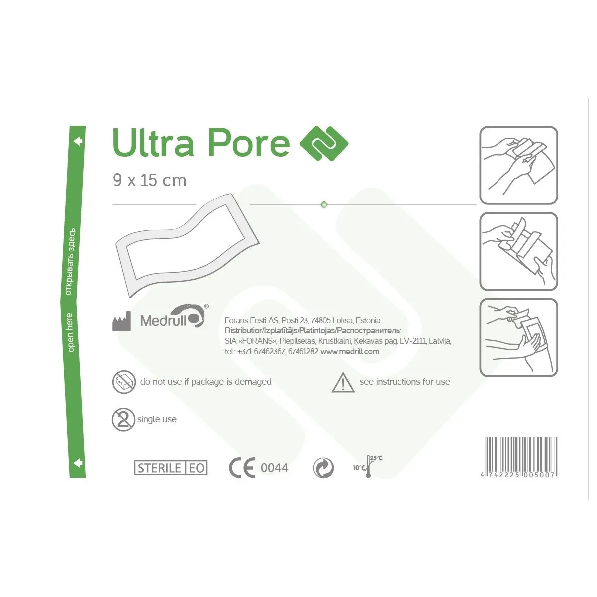 ISEKLEEPUV PLAASTER ULTRA PORE 9X15CM (MEDRULL) - Product Image