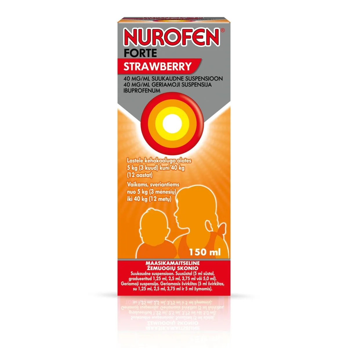 NUROFEN FORTE STRAWBERRY SUUKAUDNE SUSP 40MG/ML 150ML - Product Image