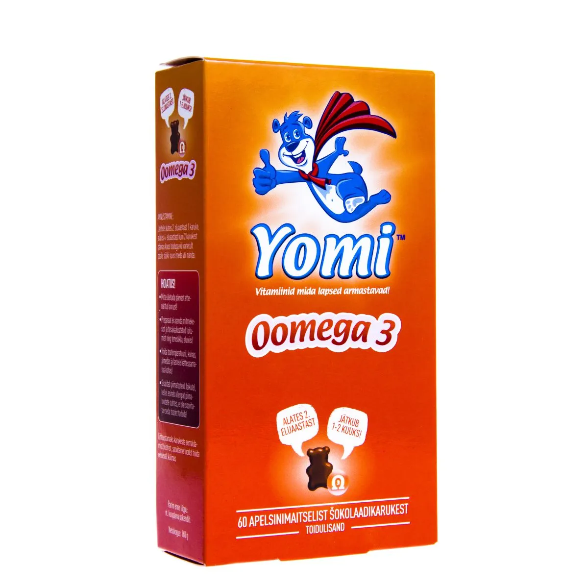 YOMI OOMEGA-3 APELSINIMAITSELISED SHOKOLAADIKARUD N60 - Product Image