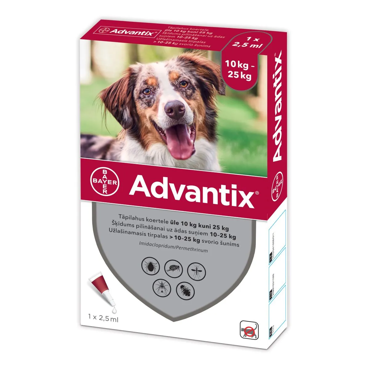 ADVANTIX TÄPILAHUS 500MG+100MG/ML 2,5ML N1 (>10-25KG) - Product Image