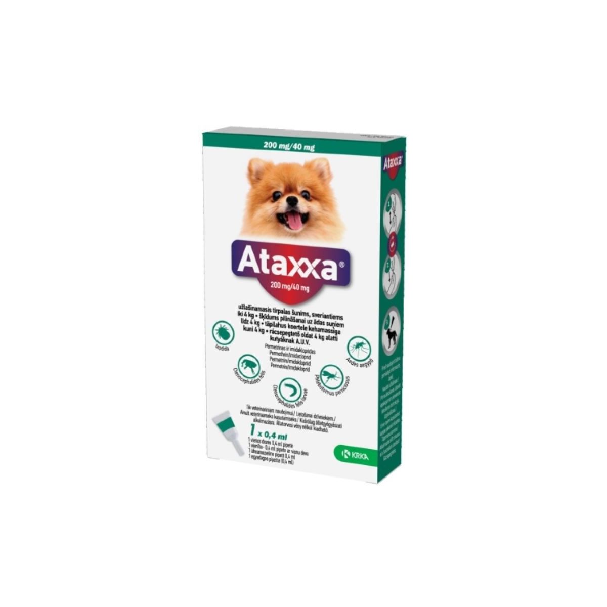 ATAXXA TÄPILAHUS 200MG+40MG/0,4ML N1 (<4KG)