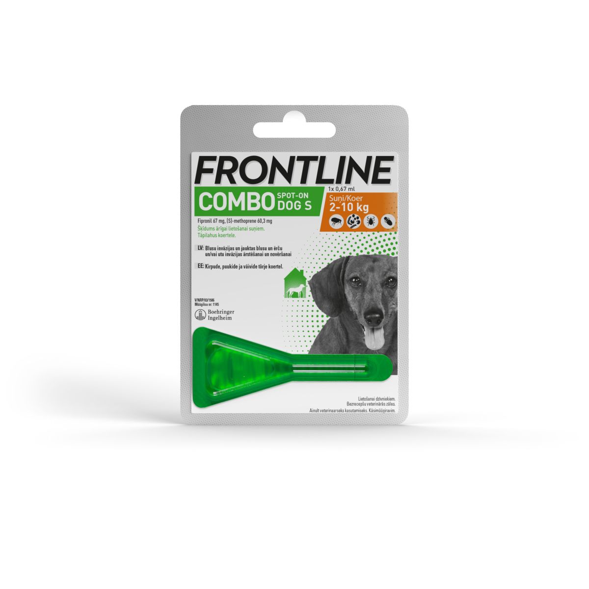 FRONTLINE COMBO DOGS TÄPILAHUS 67MG+60,3MG/0,67ML N1 (2-10KG)