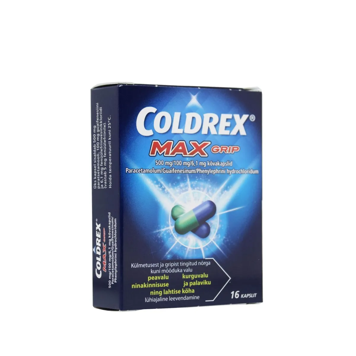 COLDREX MAXGRIP KÕVAKAPSEL  500MG+100MG+6,1MG N16 - Product Image