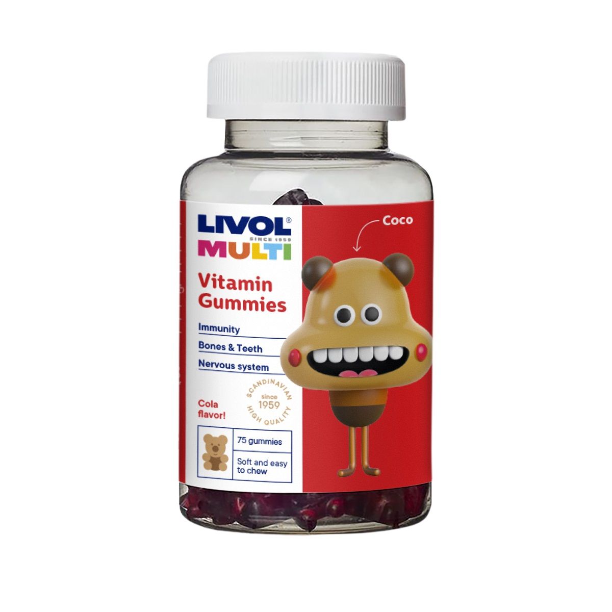 LIVOL MULTI VITAMIINIKARUD KOOLAMAITSELISED N75 - Product Image