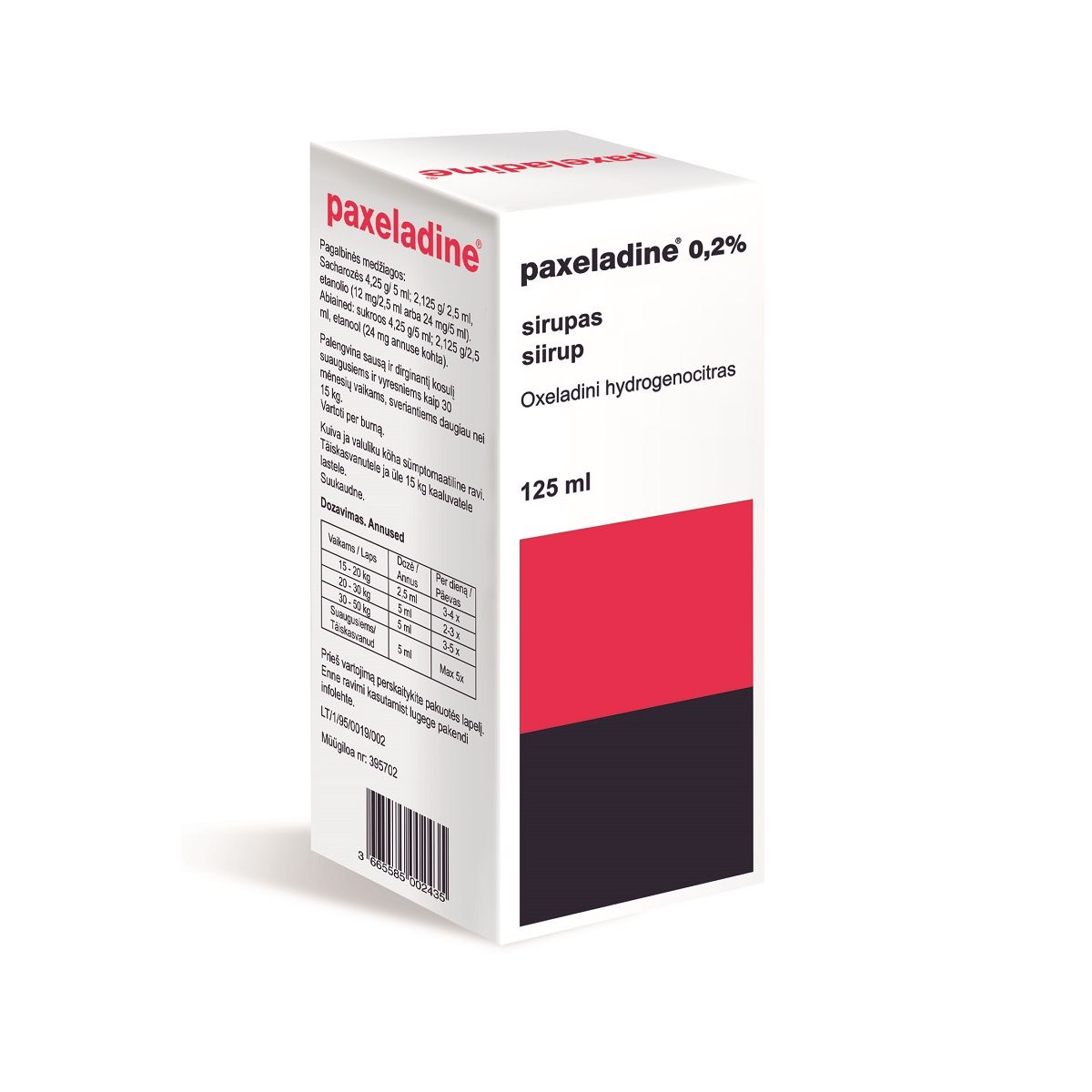 PAXELADINE SIIRUP 2MG/ML 125ML - Product Image