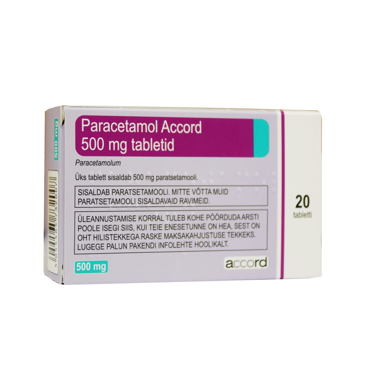 PARACETAMOL ACCORD TBL 500MG N20 - Product Image