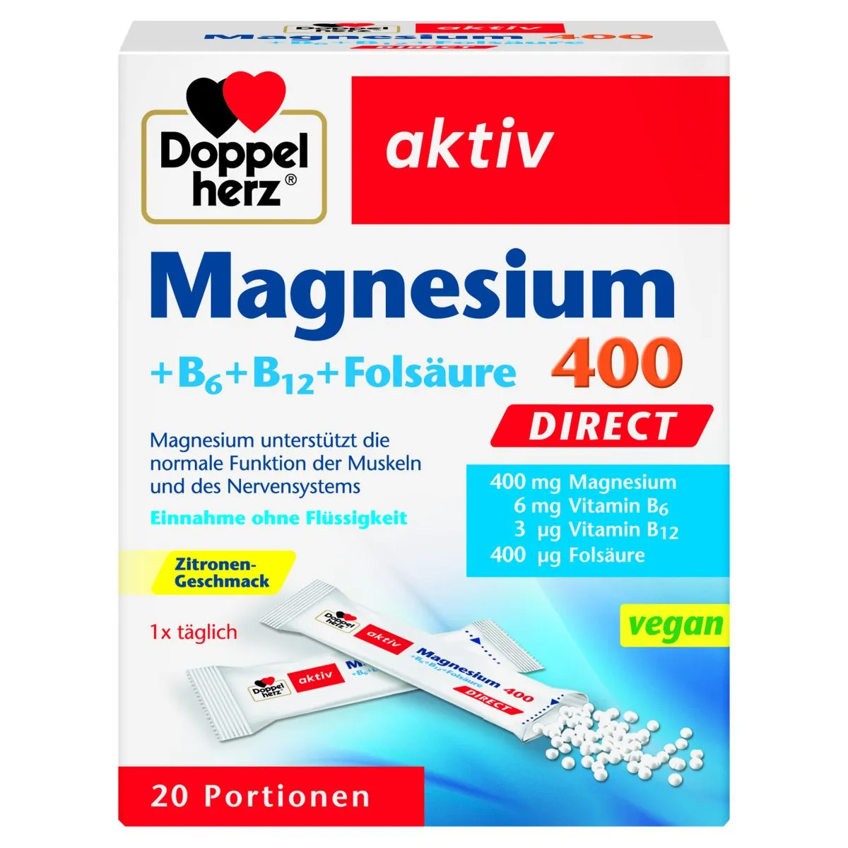 DOPPELHERZ AKTIV MG 400+B6+B12+FOOLHAPE DIRECT N20 - Product Image