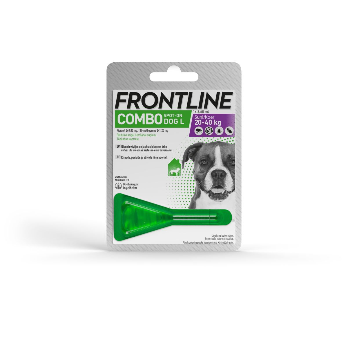 FRONTLINE COMBO DOGS TÄPILAHUS 268MG+241,2MG/2,68ML N1 (20-40KG) - Product Image