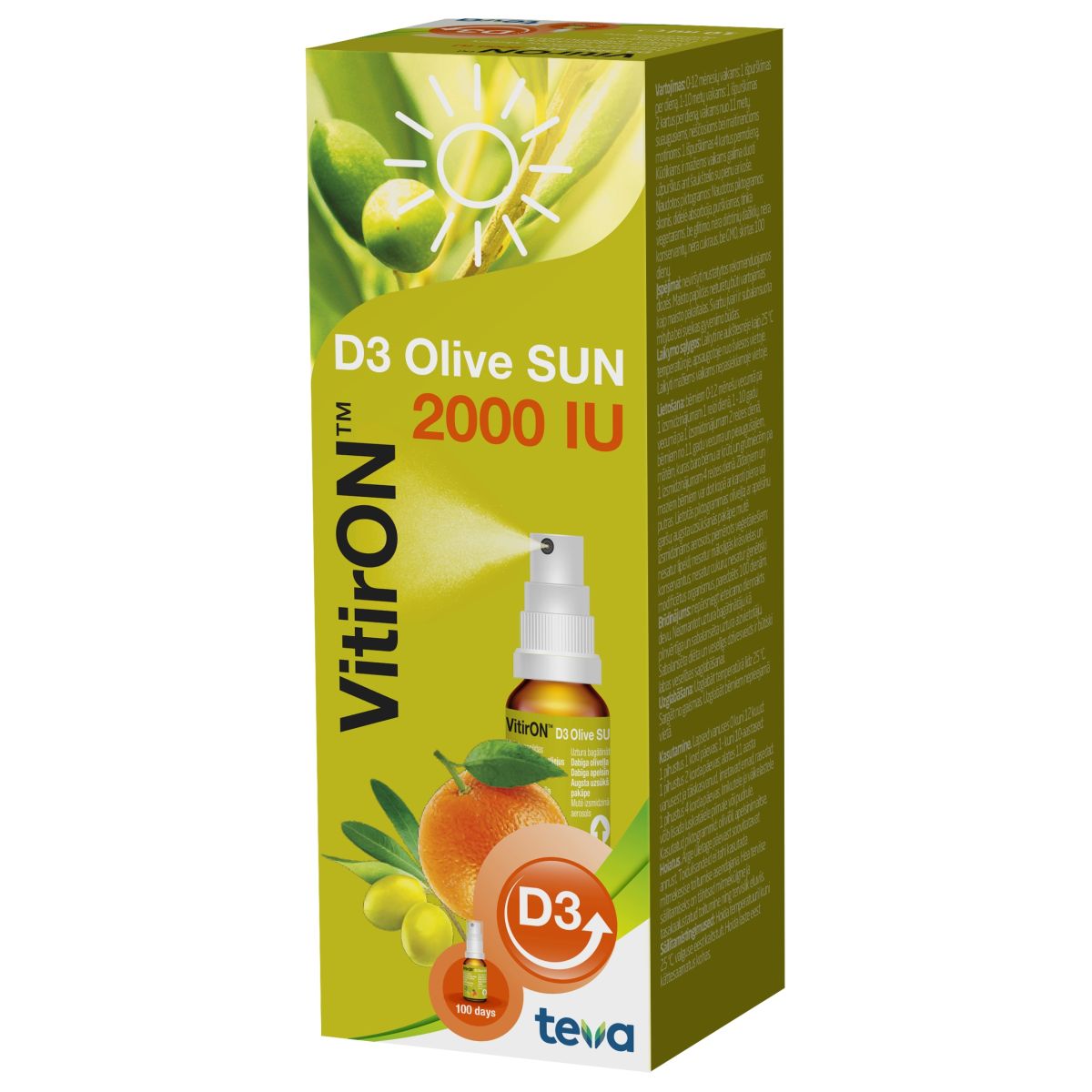 VITIRON D3 OLIVE SUN SPREI 2000IU 10ML - Product Image