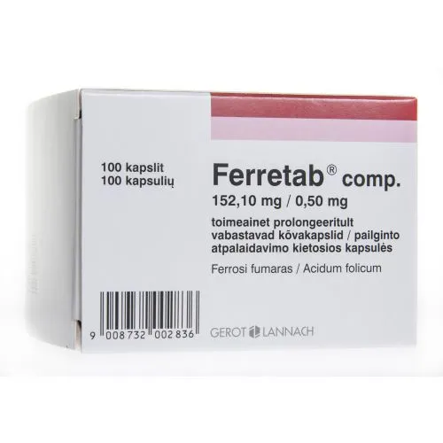 FERRETAB COMP PROLONG CAPS 152,1MG+0,5MG N100