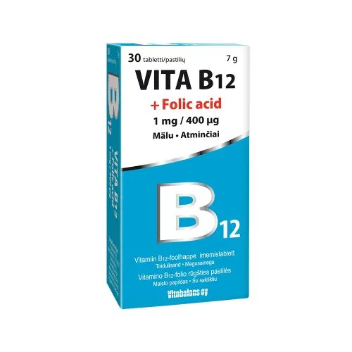 VITA B12 + FOOLHAPE TBL 1MG/400MCG N30