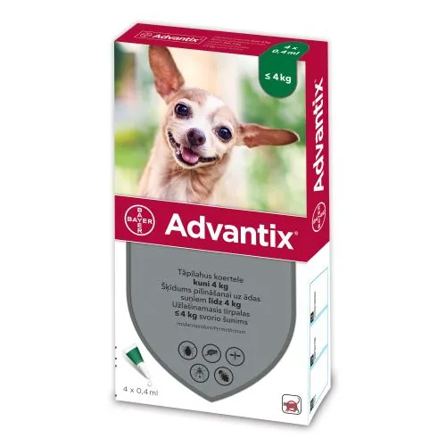 ADVANTIX TÄPILAHUS 500MG+100MG/ML 0,4ML N4 (<4KG)